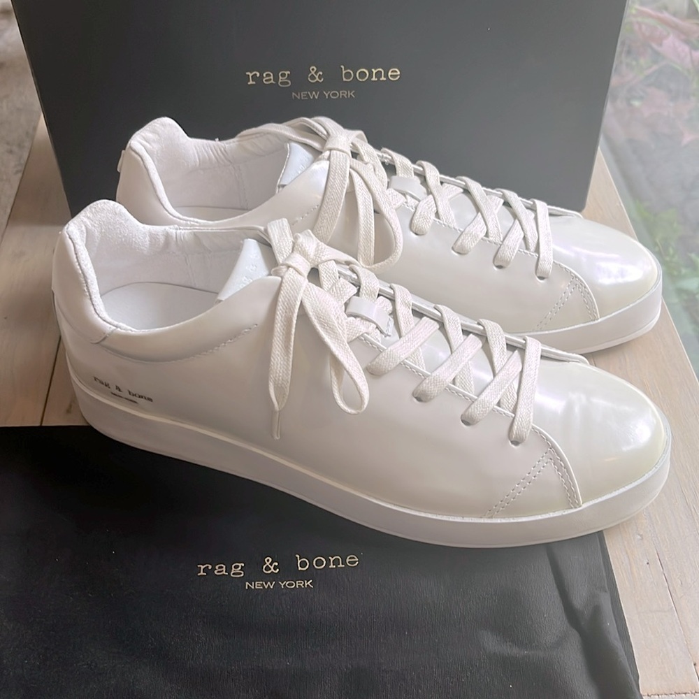 rag & bone Glossy White Sneakers